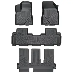 Canvcle Toyota Highlander TPE Car Mats 2014-2019 for 8 Seats Gas Model Floor Mats Trunk Mat 3 Row Full Set Custom Fit All Weather Floor Liners Heavy Duty Protection Eco-Friendly Safe Materials Durable Wear-Resistant Anti-Slip Grooves Enhanced Safety