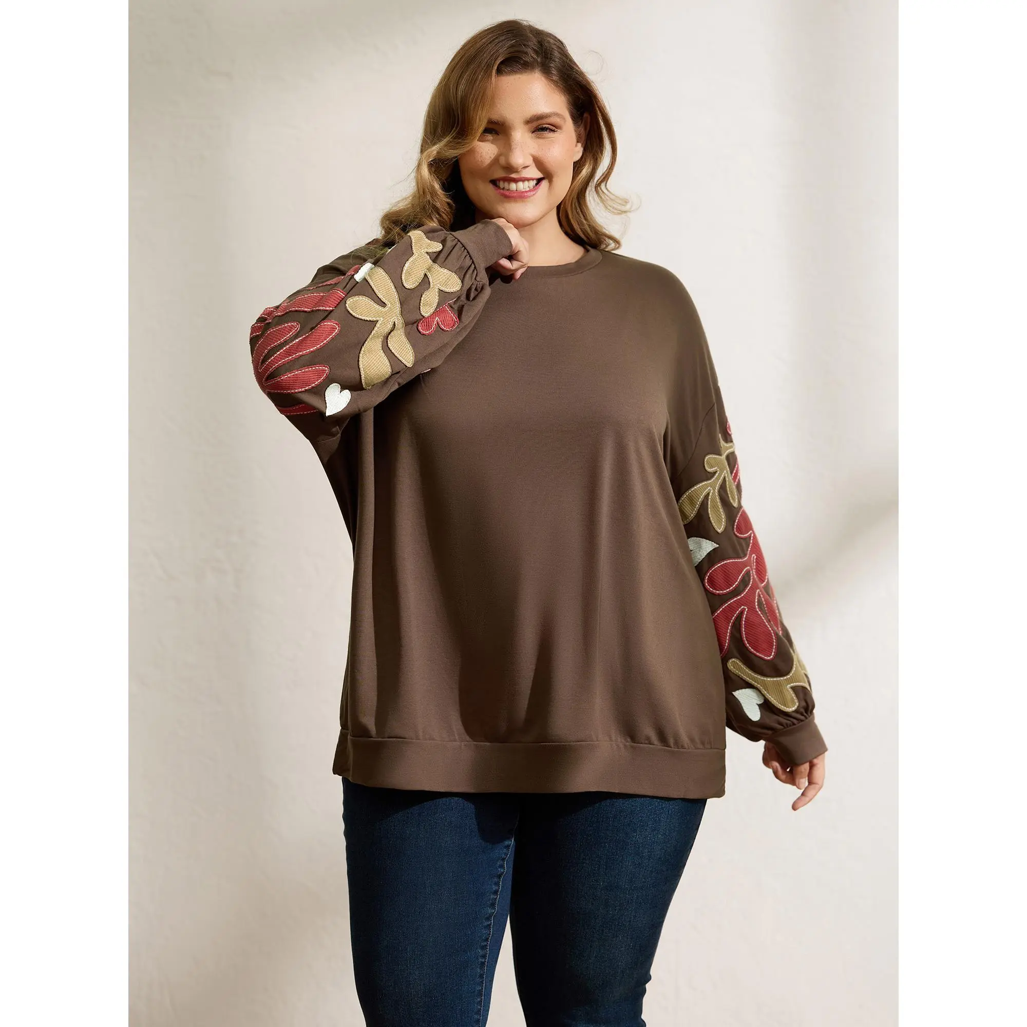 BloomChic Sweatshirt for Women, Timeless Color Block Pullover Top with Geometric Long Sleeves, Casual Drop Shoulder Round Neck, Spandex, Fabric, Tops, Polyester, Garment, Classic, Rayon, Basic Style, Sweatshirts For Women, Drop Shoulders, Elastane, Comfy,