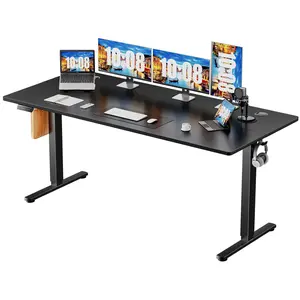 Height Adjustable Electric Standing Desk with Storage Shelf Double Drawer, Stand up Desk, Sit Stand Desk with Splice Board, Standing Table for Home Office