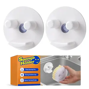 Sponge Holder For Scrub Daddy Mommy Sponge, Bathroom Kitchen Sink Caddy Organizer Storage with Suction Cup, Dishwasher Safe, Keep Sponge Dry, White