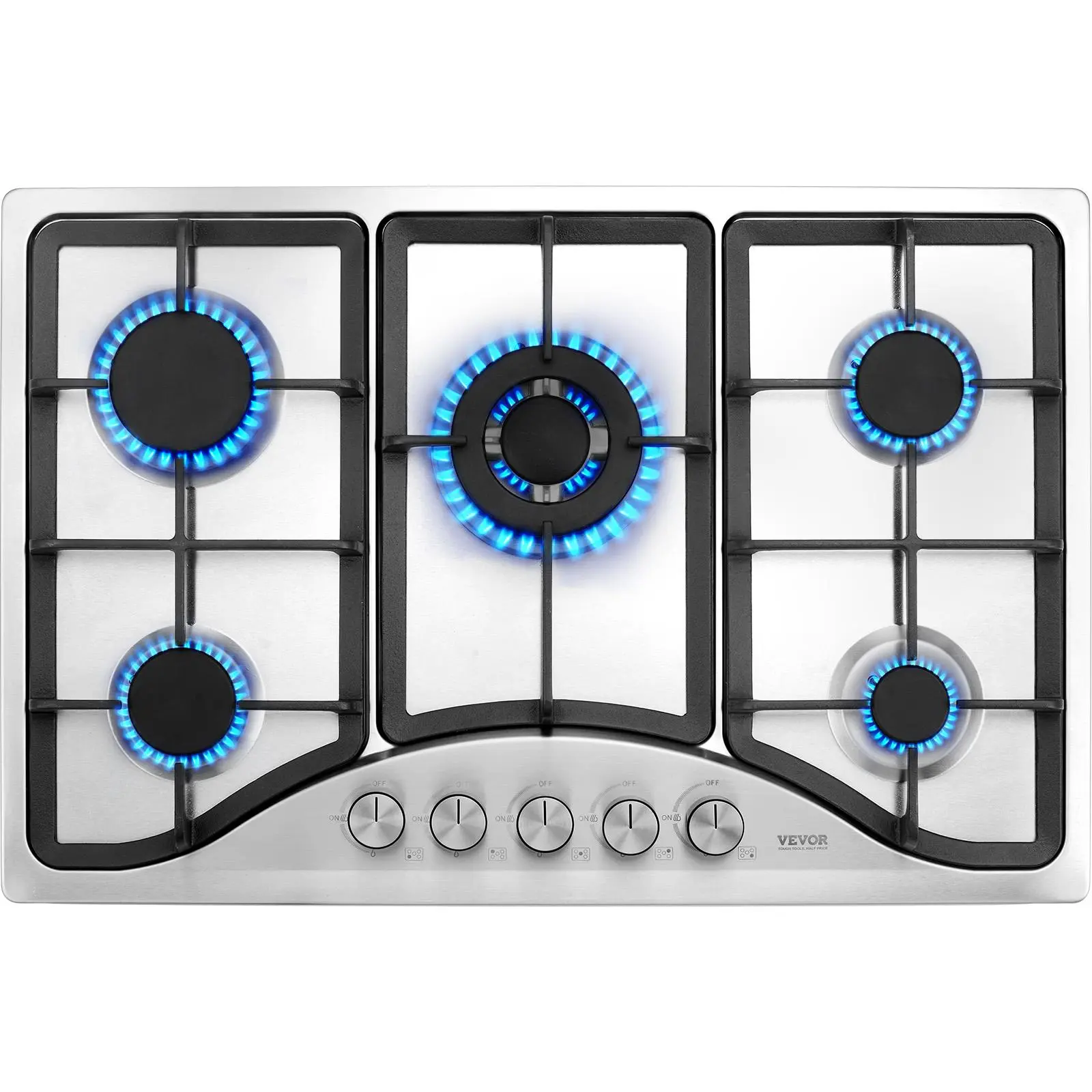 【Summerfinds】VEVOR 30-inch Gas Cooktop 5 Burners Built-in Gas Stove TopMax 12250BTU NG/LPG Convertible Stainless Steel Natural Gas Hobwith Thermocouple Protection for CampingRVApartment
