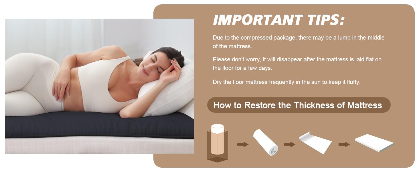 Lilypelle Japanese Floor Mattress Futon Mattress, Foldable Mattress Topper Thicken Tatami Mat Roll Up Mattress, Folding Sleeping Pad Breathable Floor Lounger Guest Bed for Camping Couch, Twin Full Queen