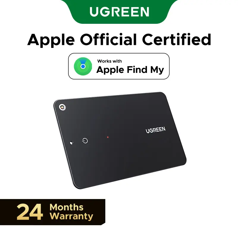 UGREEN FineTrack Slim Smart Finder Compatible with Apple Find My (Choose from Apple, Android, or Samsung Versions), Wallet Finder, IP68 Waterproof Rechargeable Bluetooth Tracker Card-Button Device Magnetic,DealsForYouDays