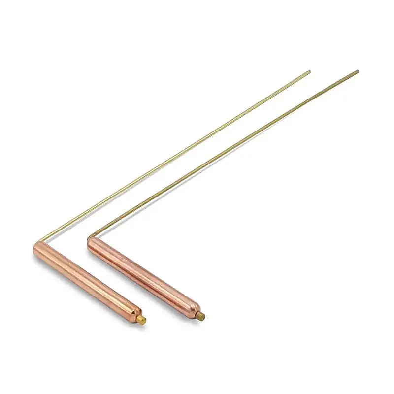 2PCS Large grip Copper Handles Premium Quality Divining Rods Copper and Brass Dowsing Rods with Smooth Movement for Tracing Spiritual Energy Chi, Detect Water Wells, Metals, Treasure, Lost Objects, Spirits, and Other Objects