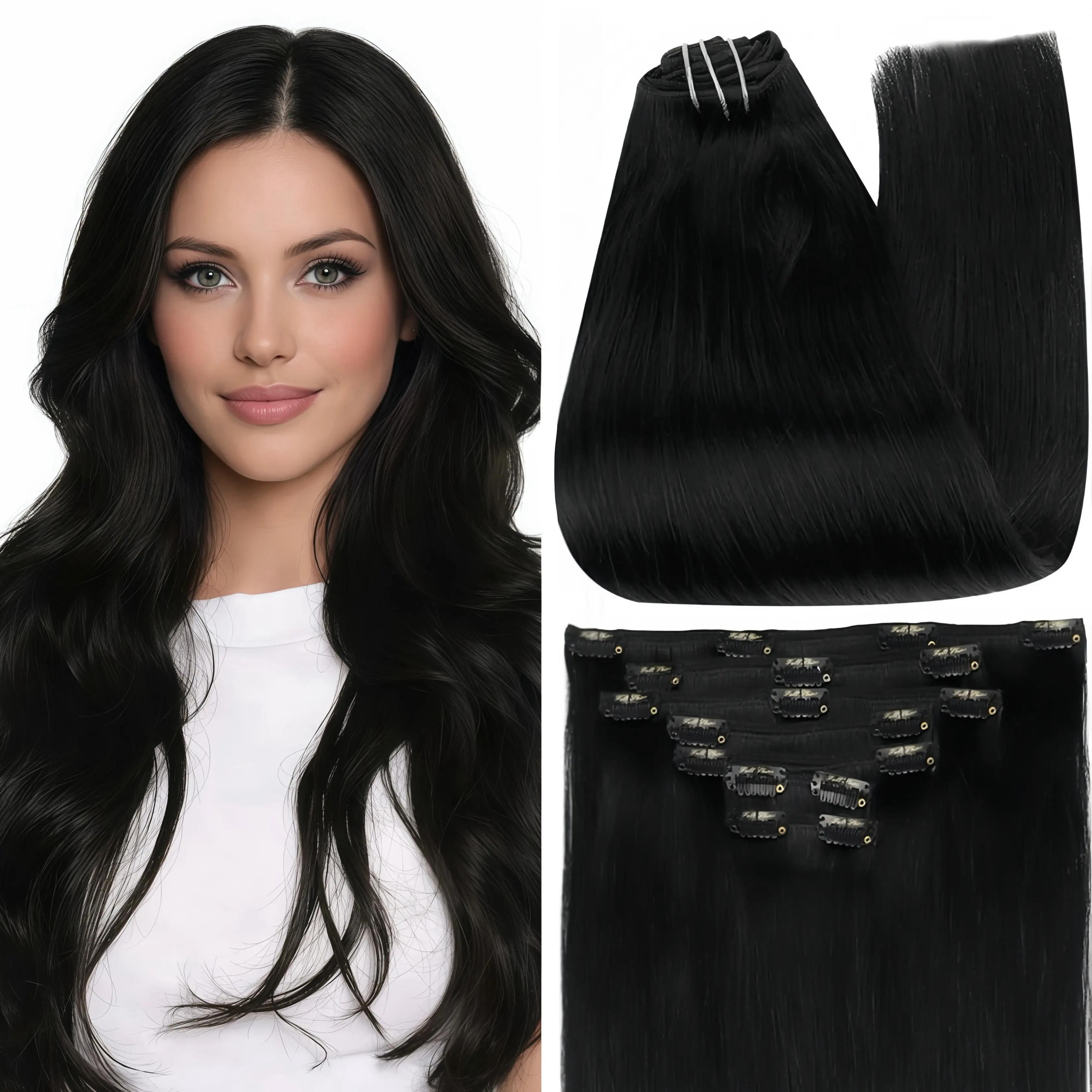 Full Shine Clip In Hair Extensions Real Human Hair 7 Pcs Natural Straight 10-28 Inch 100-220 Grams Easy Application for Women Hairpiece Silky Straight Remy Hair #sohochic #TikTokShopBackToSchool