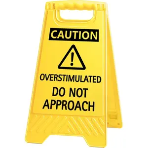 Caution Overstimulated Do Not Approach Office Decor, Funny Desk Sign for Women Coworkers, Easter Day Gag Gifts for Tax Season, Sarcastic Desk Accessories, Phone Holder with Mirror