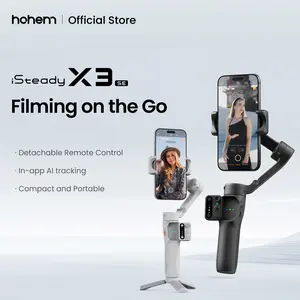 hohem iSteady X3 SE Gimbal Stabilizer for iPhone, Smartphone Foldable Gimbal with Detachable Remote Control, Portable Foldable 3-Axis Phone Gimbal for Android & iPhone17 series, Ideal for Travel Vlogging