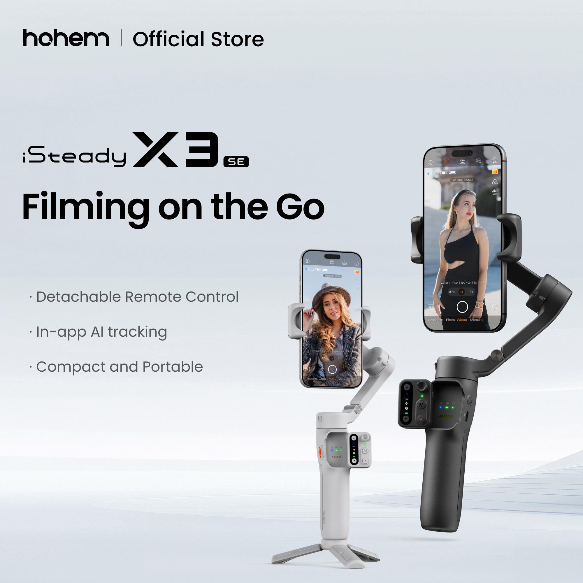 hohem iSteady X3 SE Gimbal Stabilizer for iPhone, Smartphone Foldable Gimbal with Detachable Remote Control, Portable Fo