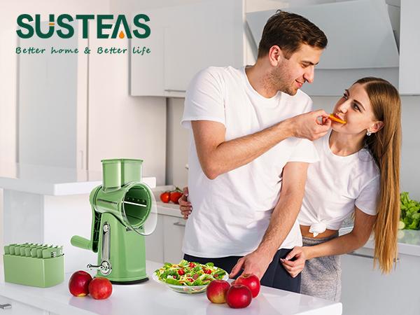 SUSTEAS Rotary Cheese Grater with Handle, 5 Well-Designed Blades, Strong Suction Cup Base, Kitchen Utensils Vegetable Slicer Dicer Fruit Vegetable Slicer Gadgets Kitchen SUSTEAS Rotary Cheese Grater with Handle, 5 Well-Designed Blades, Strong Suction Cup Base, Kitchen Utensils Vegetable Slicer Dicer Fruit Vegetable Slicer Gadgets Kitchen