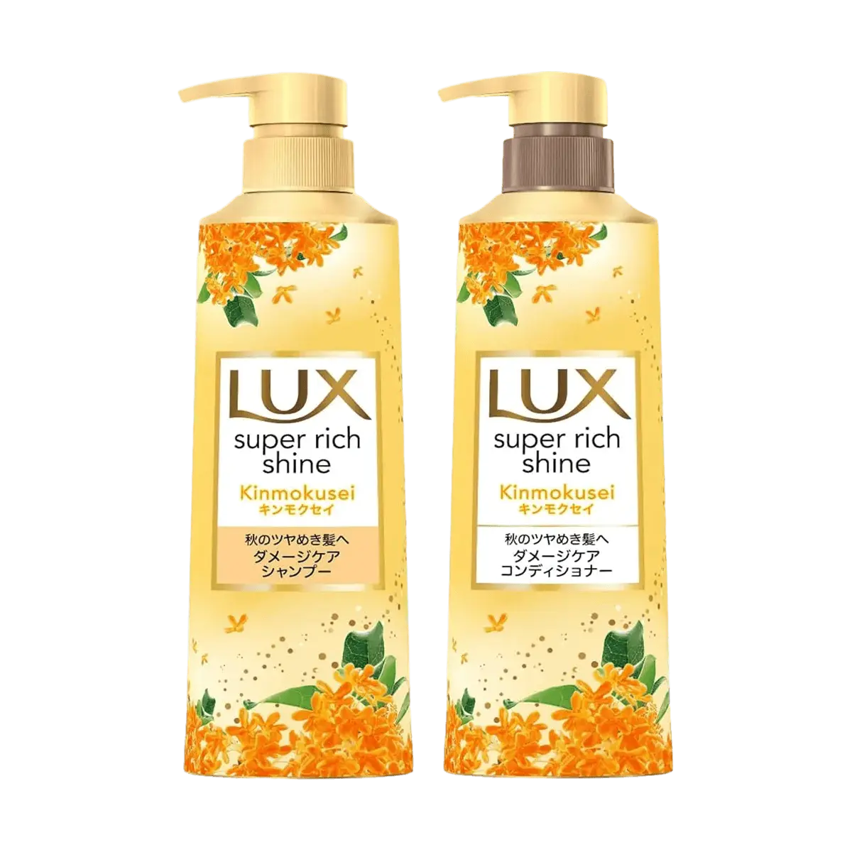 LUX Super Rich Shine Gold Osmanthus Shampoo & Conditioner Set - 400g Pump Bottles, Japanese Formula for Rich Lather & Shine