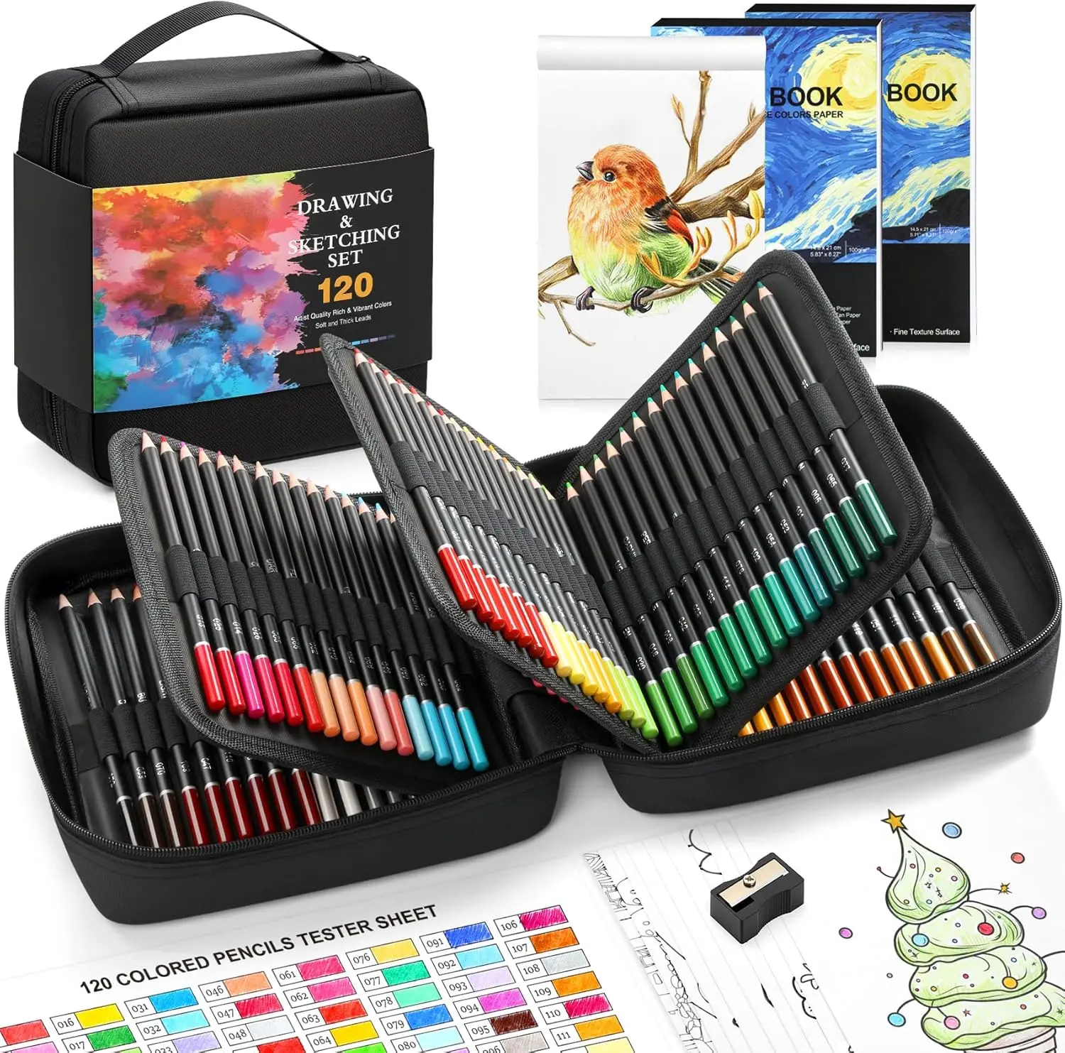 120 Pack Colored Pencils for Coloring Books, Soft Core Oil Based Color Pencils with Sketch Book, Color Book, Art Supplies with Zipper Case, Back to School Gifts for Kids, Adults, Artists, Professionals, #tiktokshopbacktoschool