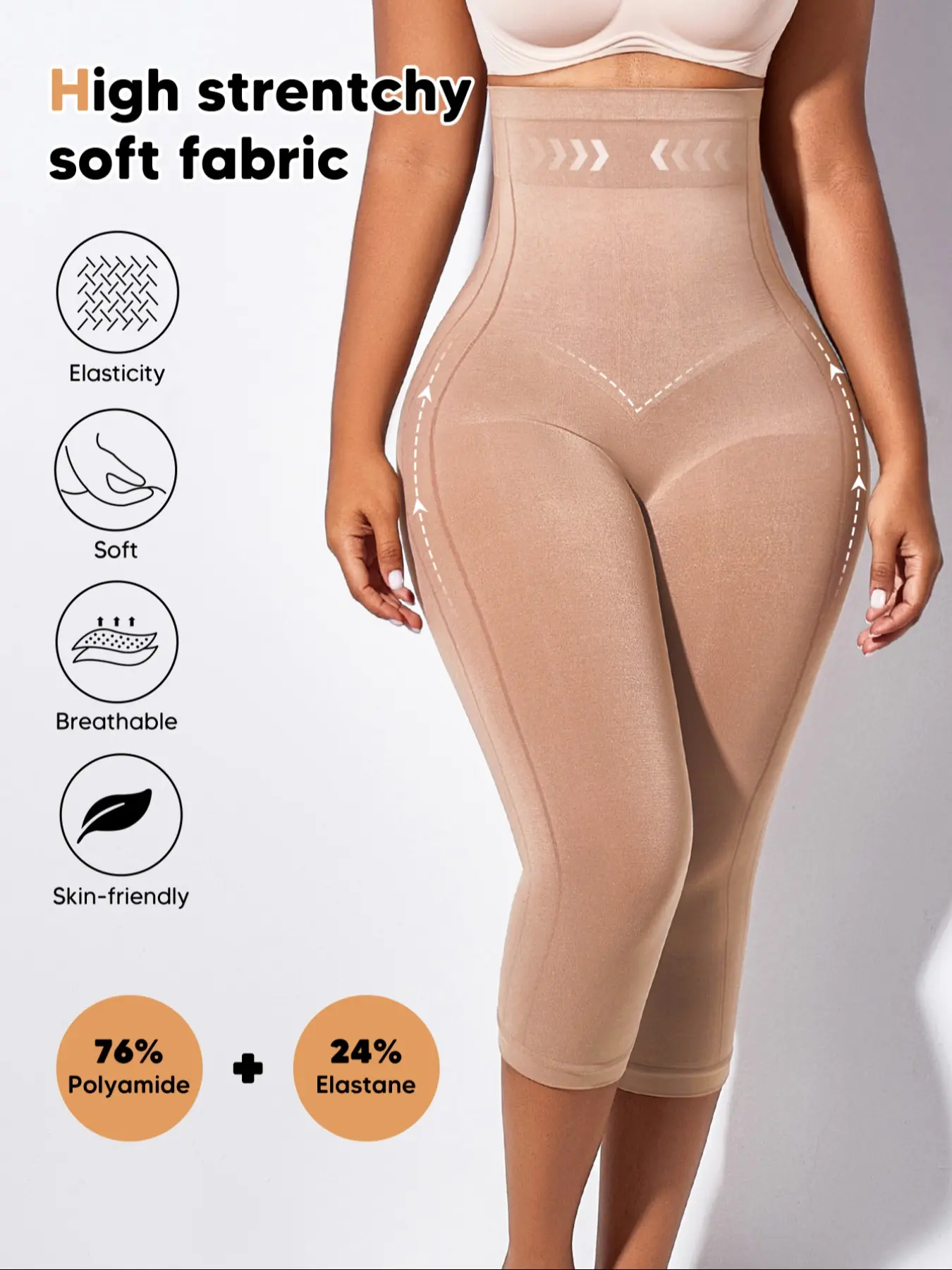 Women's High Waist Capri Leggings, Tummy Control Soft Yoga Pants, Butt Lift Knee Length Workout Tights, Multiple Colors, Casual Style