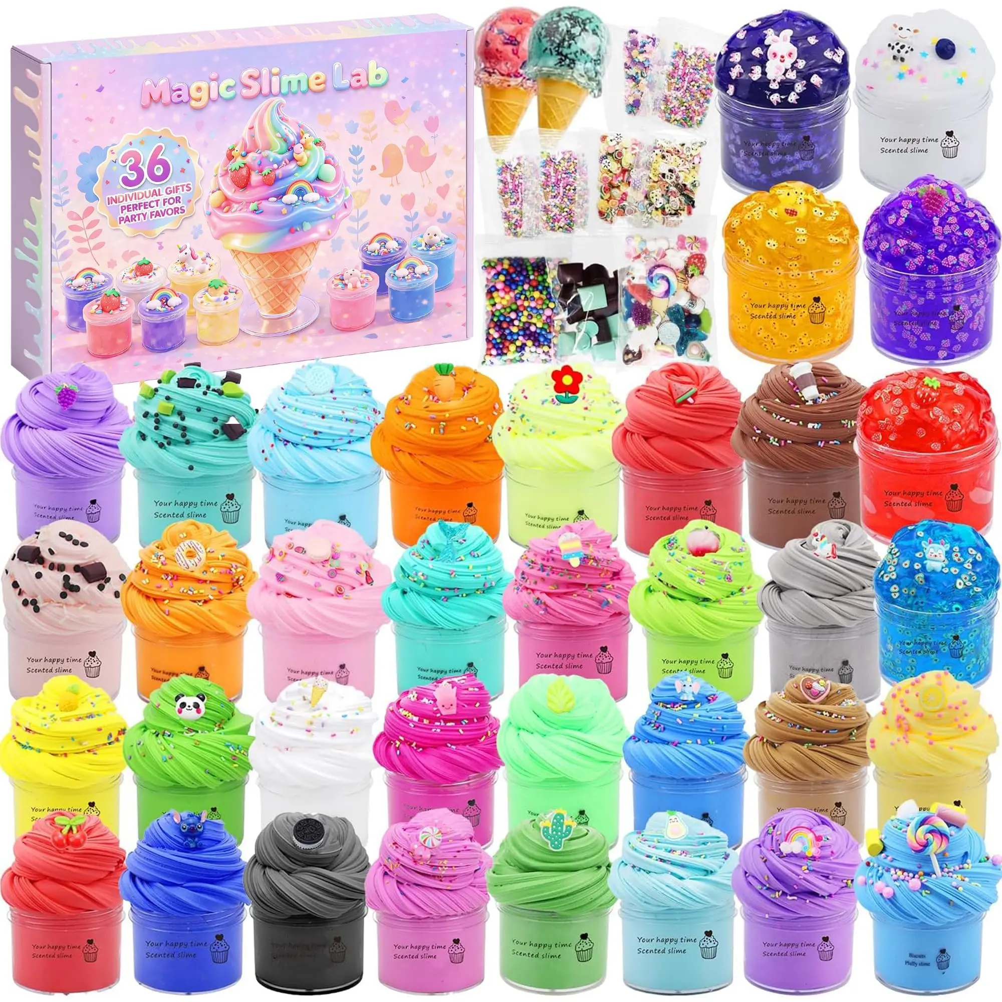 Funewest 36 Pack Butter Slime Kits with Mini Crystal Cloud Slime - Unisex ASMR DIY Craft Toys for Kids Ages 8+, Safe for Gifting, Sharing, Stress Relief, Classroom Prizes, Goodie Bags