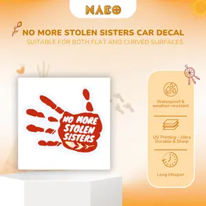 No More Stolen Sisters Red Hand Awareness Sticker - Indigenous Justice Symbol, Weatherproof Decal for Car, Laptop, or Water Bottle Vehicle Exterior Decoration