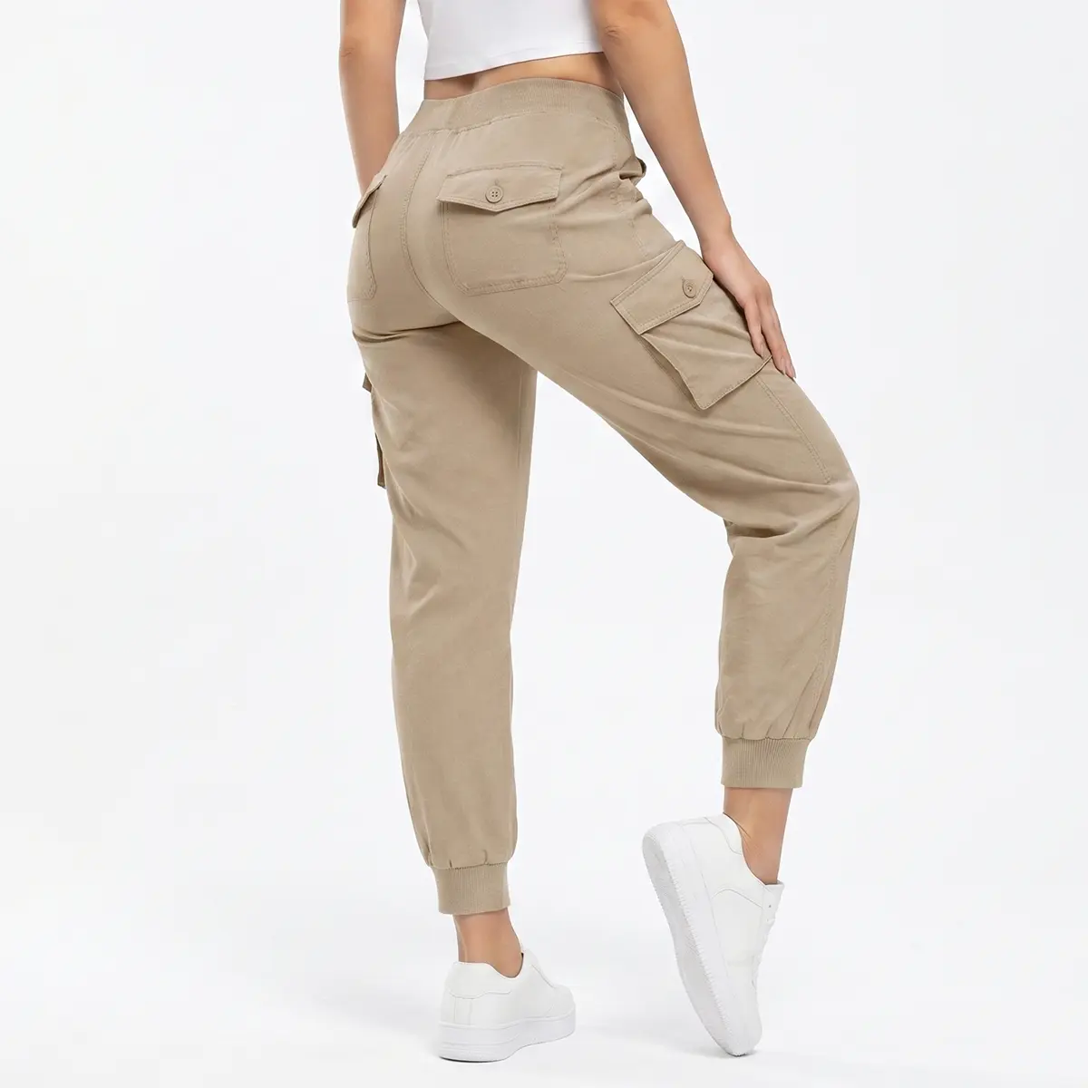 TBMPOY Women Quick Dry Cargo Sweatpants, Lightweight Elastic Waist Hiking Joggers, Multi Pockets Button #outdoorfun Outdoor Travel Casual Pants,clothes for back to school,first day of school outfits