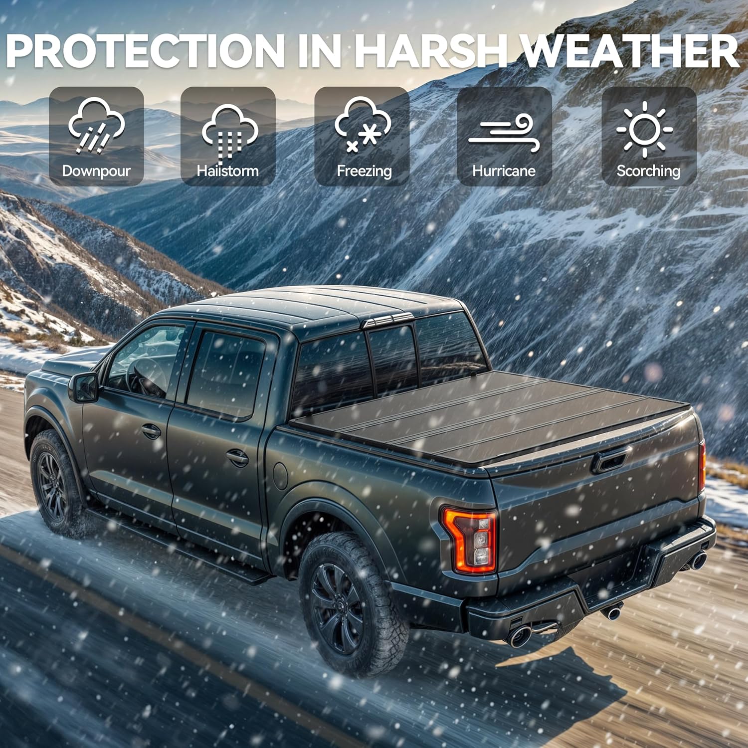 5.5ft Bed Quad Fold Hard Truck Tonneau Cover for Ford F-150 F150 2015-2025 Heavy-Duty Aluminum Alloy Bed Cover