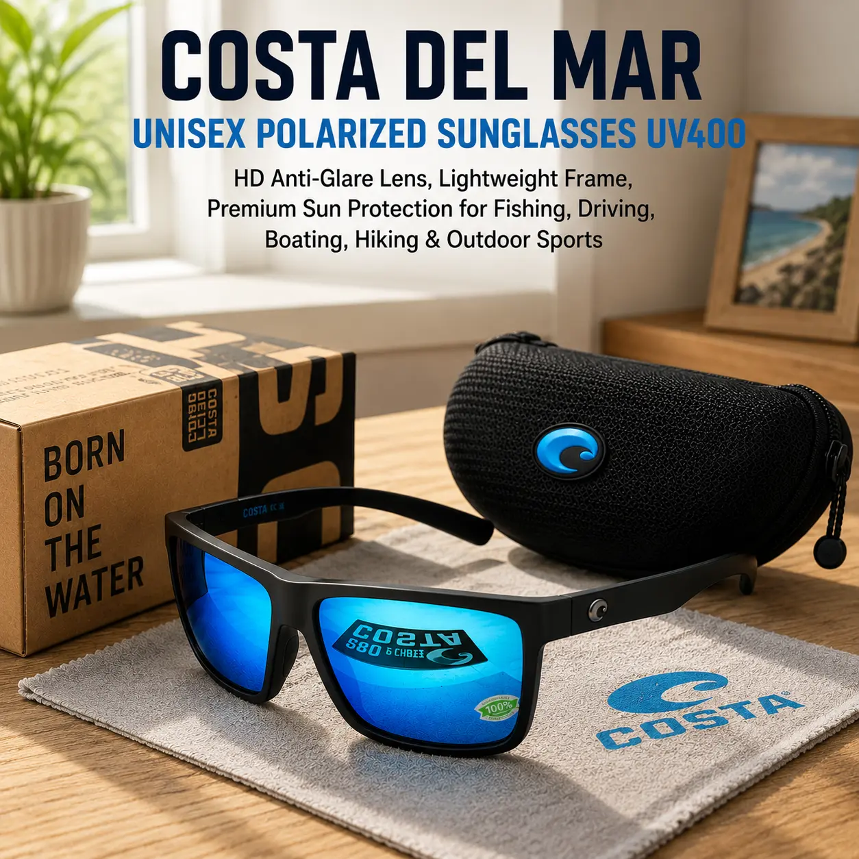 Costa Del Mar Polarized Sunglasses – Trendy Designer Style with HD Glare Reduction for Men & Women