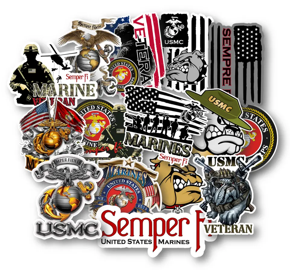 15 pc USMC VET Hard Hat Stickers Tool Box Helmet Vinyl Sticker decals. Durable Veteran
