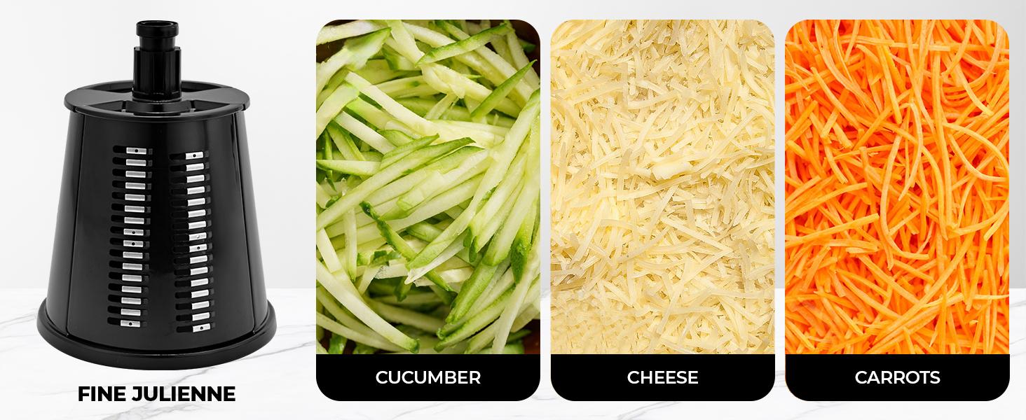 SUSTEAS Stainless Steel Rotary Cheese Grater with Handle - Comes with 5 Blades, Powerful Suction Cup Base, Comes with Blade Storage Box Cutlery Kitchen Utensil Vegetable Cutting Slicer Vegetable Cutter