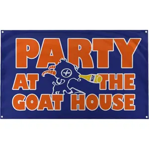 Party At The Goat House BMS Blue Mountain State Funny Motivational Inspirational Office Gym Wall College Dorm Room Decor Design on a 3X5 Feet Flag .Banner Decoration