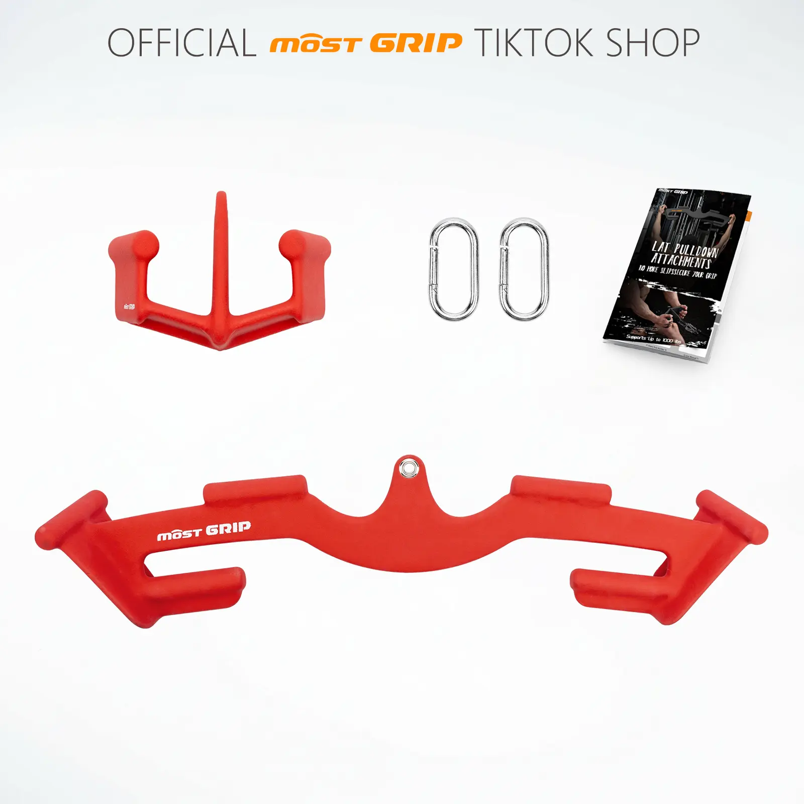MOST GRIP Unisex High-Grip Steel LAT Pull Down Bar Set with 8 Ergonomic Multi-Grips Handles, Triangular Base Stability Attachments for Whole Back Training, Non-Slip Cable Machine Accessory for Gym Home Fitness for Everyone