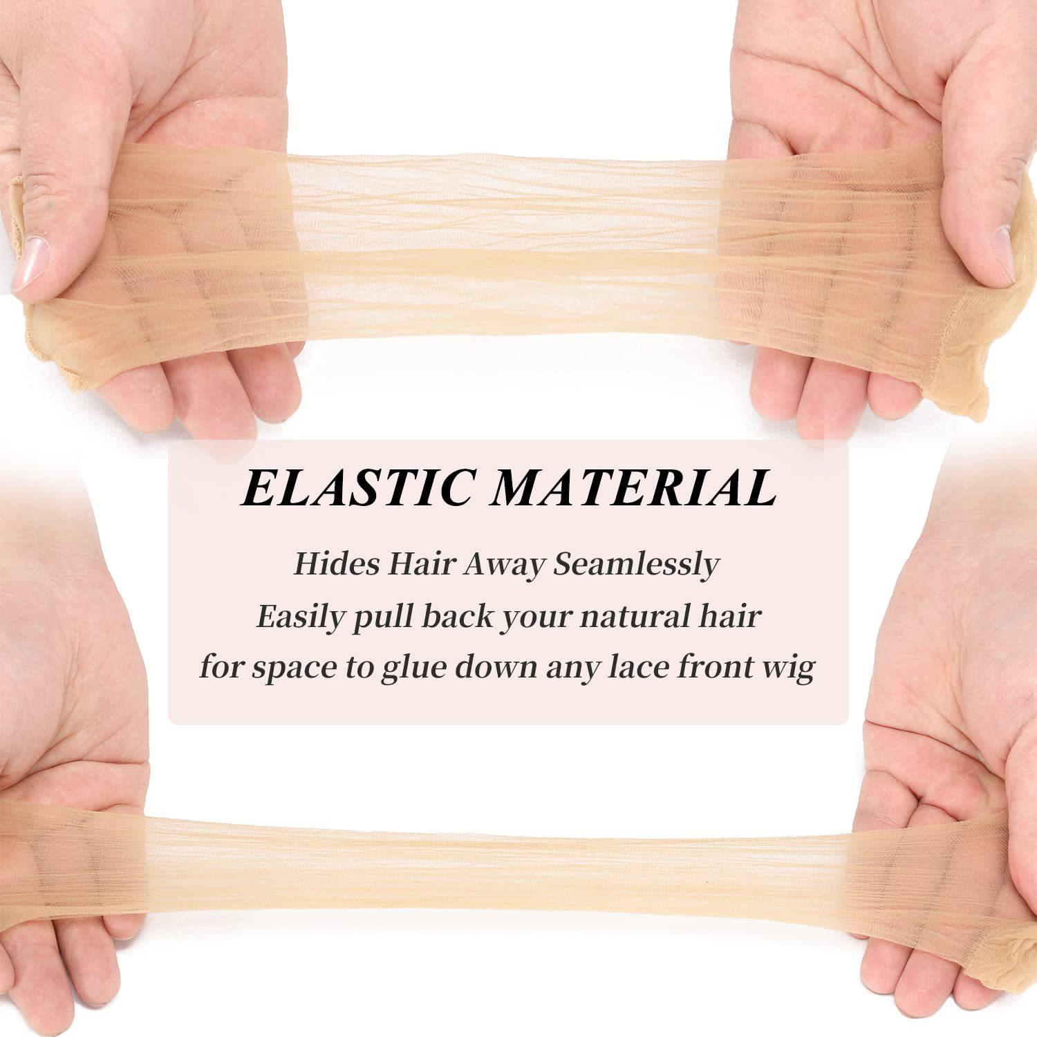 Bling Hair 2pcs HD Wig Caps High Quality Transparent HD Hair Nets Weave Nylon Stretchy Lace Front Wig Cap  Light Brown