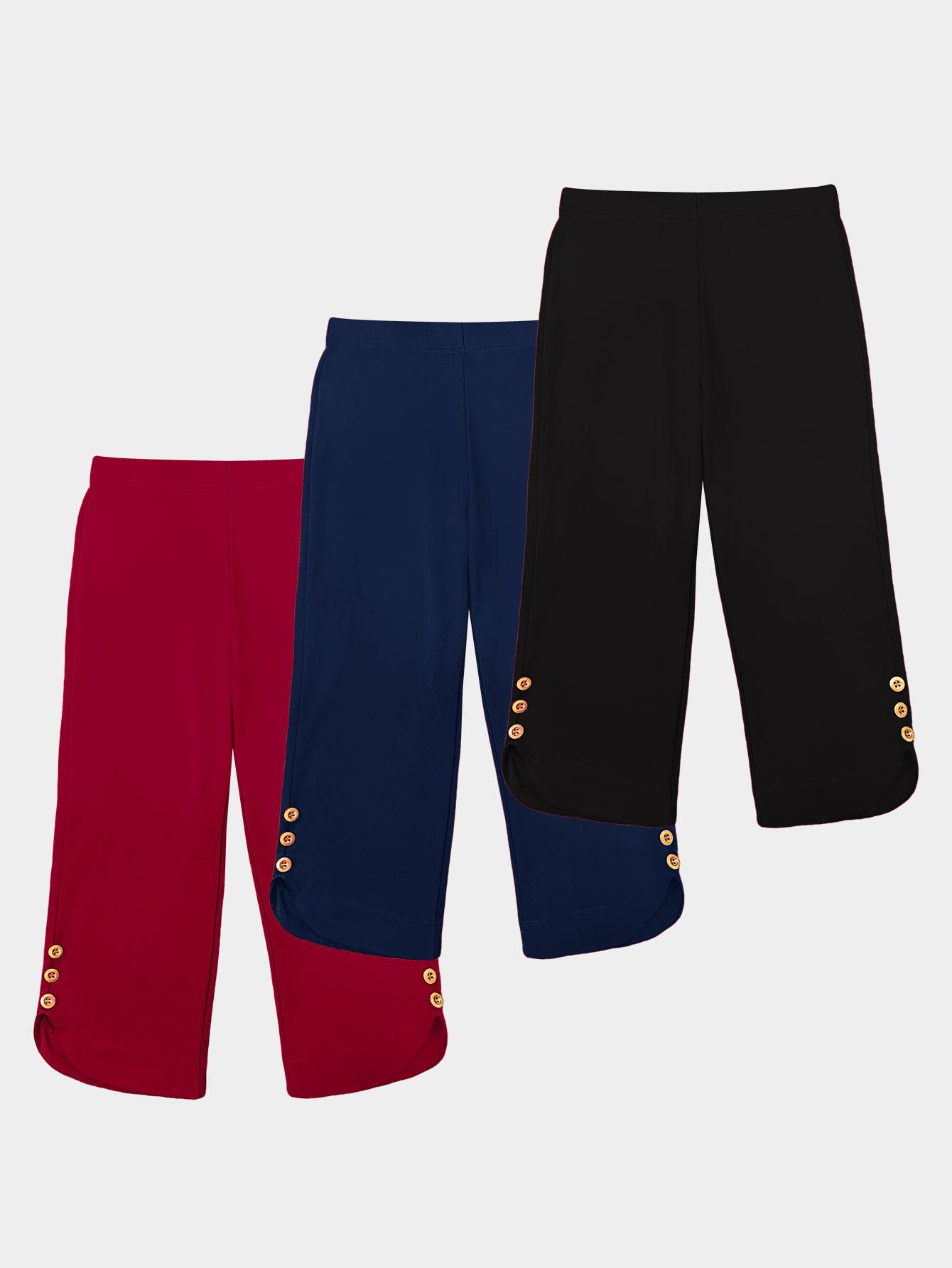 Women's High-Waisted Slimming Yoga Pants 3-Pack Butt-Lifting 4-Way Stretch Silky Soft 7/8 Length Button Detail for Workouts & Casual Wear - Clothes, Womenswear Women's High-Waisted Slimming Yoga Pants 3-Pack Butt-Lifting 4-Way Stretch Silky Soft 7/8 Length Button Detail for Workouts & Casual Wear - Clothes, Womenswear