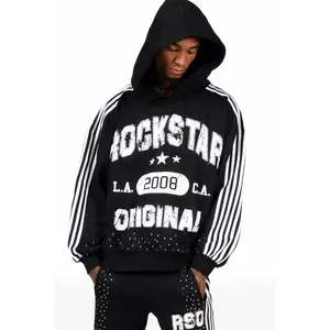 Tylla Black Rhinestone Hoodie/Baggy Pant Track Set