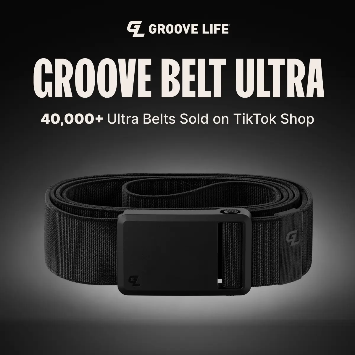 Groove Belt Ultra – Stretch Hiking & Adventure Belt for Men, Durable Magnetic Buckle – Black