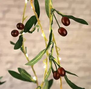 Impress Life Olive Branch Garland String Lights 10FT 40 White LED Battery USB Operated Lighted Twig Vine with Timer for Christmas Thanksgiving Party Spring Decoration