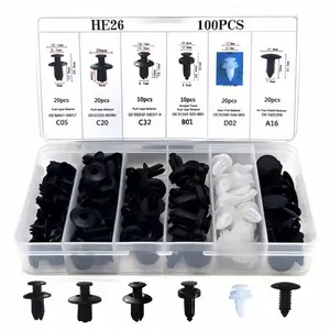 100PCS Car Clip Retainer Clips Rivets Fasteners Kit with 1 Fastener Removers Door Trim Panel Clips Fender Clips & Rivet Remover Push Pin Set