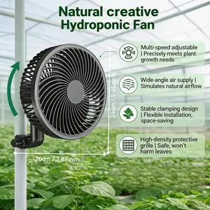 320CFM Oscillating Clip Fan, 10 Speeds, Quiet 28dB, Memory Function, Air Circulator for Seedlings, Herbs & Grow Tent