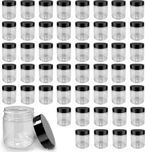 50 Pack 4 Oz Clear Plastic Jars with Lids - Small/Mini Containers for Slime, Ointments，Creams, Samples, Eyeshadow, Travel Storage， Makeup, Lotion, and Body Butter. PYYZHALI