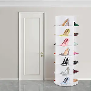 360° Rotating 7-Tiers Organizer Shoe Rack, Fits 24-28 Pairs of Shoes, Spinning and Revolving Round Shoe Rack, for Entryway Living Room Hallway