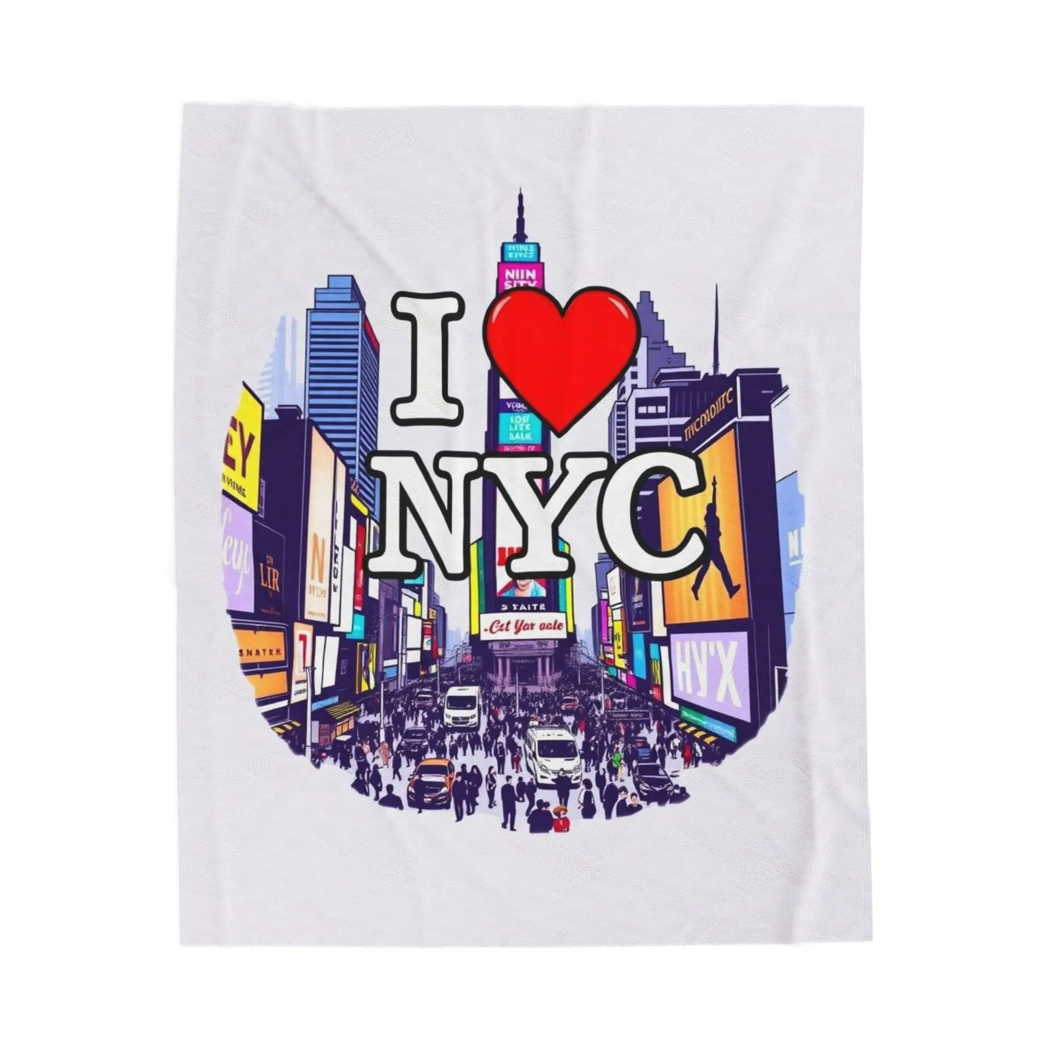 I  Love NYC Times Square Illustration Velveteen Blanket | New York City Skyline