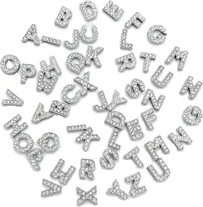 52pcs Rhinestone Letter Charms for DIY Jewelry Making, Sparkling Alphabet Charms Multi-Use for Phone Case/Sneaker Shoe Lace/Bracelet/Necklace Decoration.