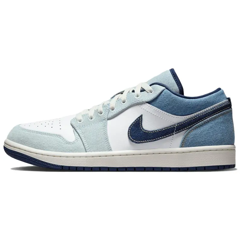 Jordan Air Jordan 1 Low SE IH0648-141 Men's White/Blue Retro Basketball Shoes Comfortable Non-slip Durable Low-top Style Authentic Certified