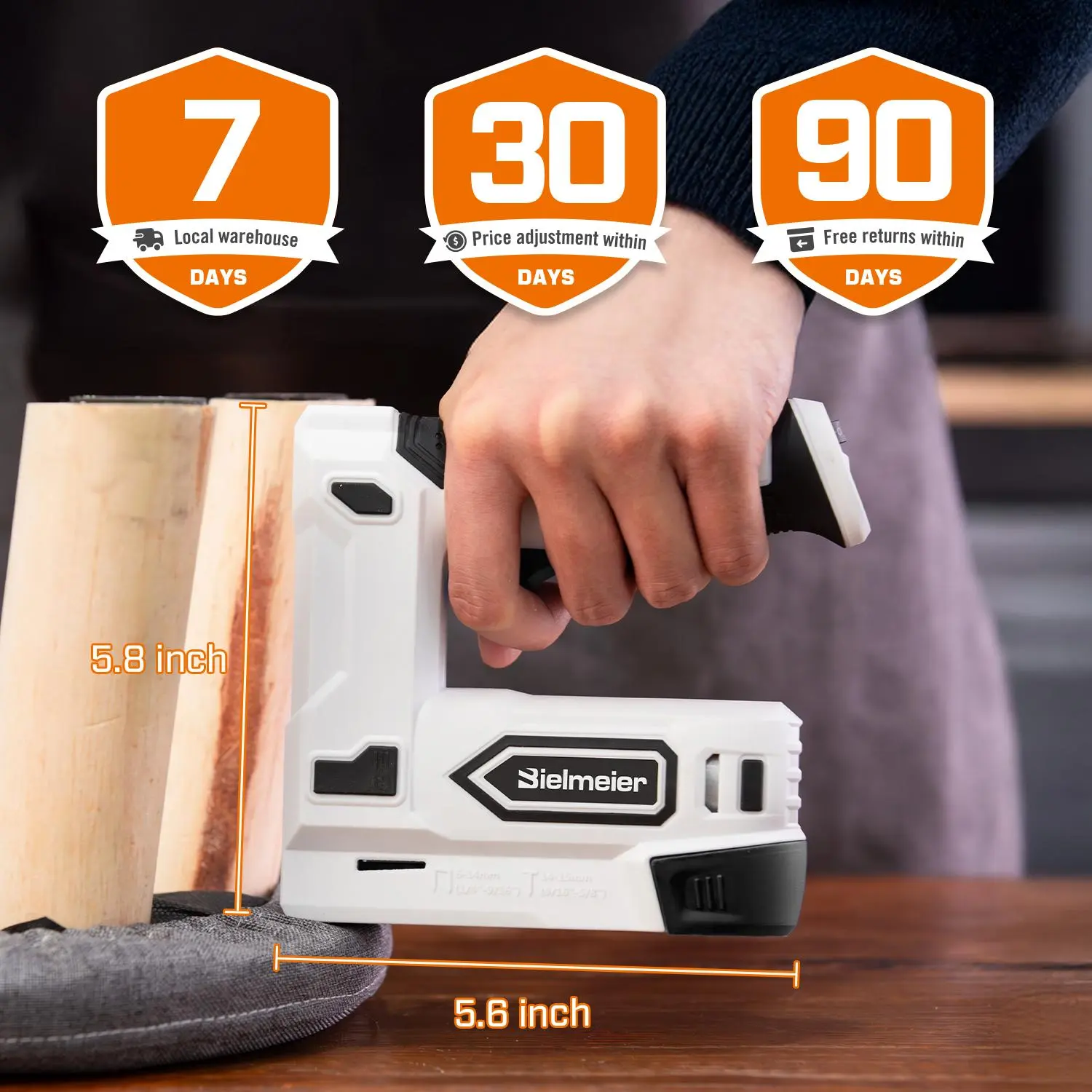 Bielmeier 4V Cordless 2-in-1 Electric Staple-Nail Gun Kit, 1.6 lbs Lightweight Power Tacker with 1500mAh Batteries, T50 Staples Ready, USB Charger, Quick Load, Quick Release, 3 Safety Switches, 850 Shots per Charge for Upholstery Work