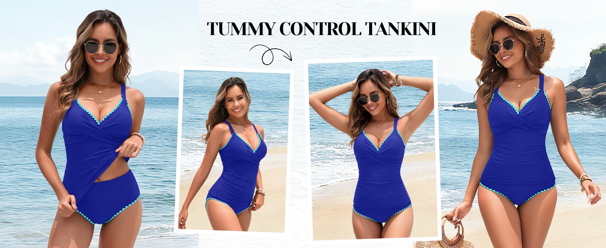 Daci Women's Tankini Swimsuits - Tummy Control Bathing Suits Two Piece Ribbed Twist 2026 Swimwear with High Waisted Bottom