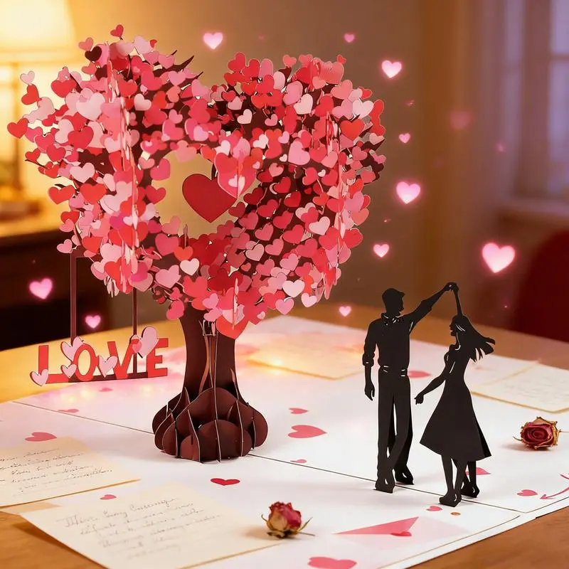 Pop Up Anniversary Card, 3D Valentine's Day Anniversary Card with Love Tree & Hearts - Wedding Card for Wife, Husband, or Couple | Romantic Gift for Anniversary, Valentine's, Birthday (6x8 inch)