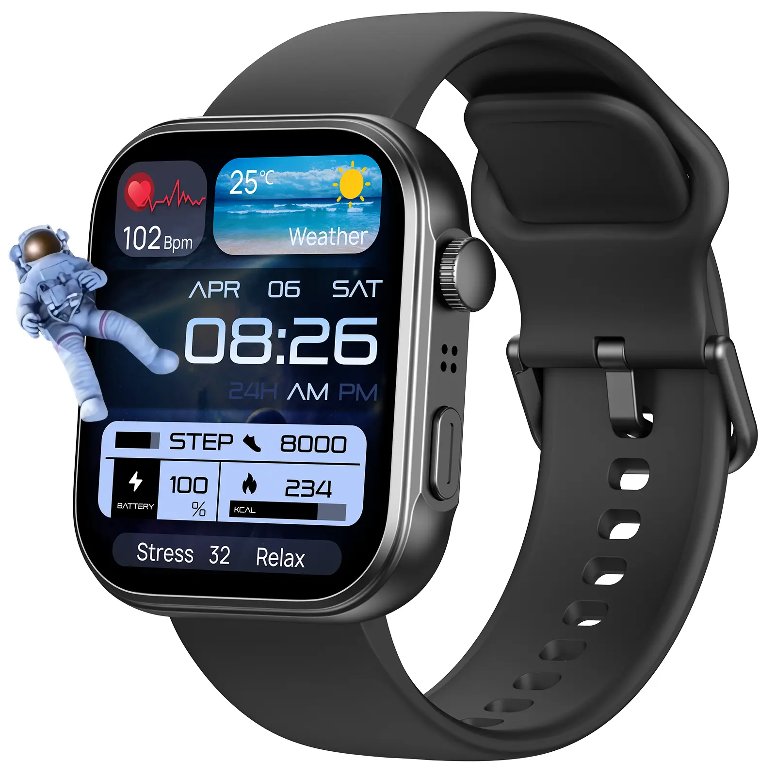 TOZO S6 Sports Tracking Smartwatch - Ultra-Clear AMOLED Screen, Dynamic Bluetooth Call, Universal Fitness Tracker with Heart Rate/Sleep Oxygen Monitor, IP68 Waterproof Dustproof, Workout Tracker, Pedometer, Weather Updates (Wearable Smartphone Wristwatch)