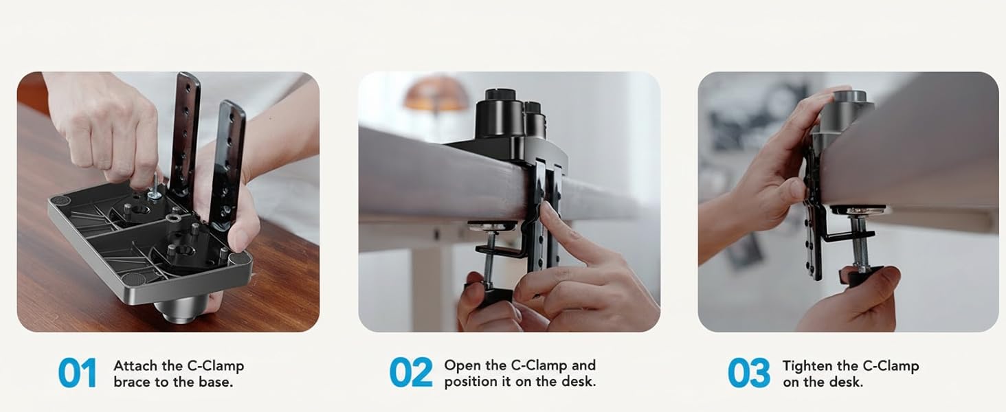 HUANUO Dual Monitor Arm Adjustable Gas Spring Monitor mount for Gaming and Home Office Setups, Monitor Arm hold up to 30" with 19.8 lbs Max Weight and C-Clamp or Grommet Hole Mounting