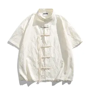 New Summer Collection: New Chinese–style shirts; short-sleeve shirts; men’s lightweight summer casual Tang suit shirt jacket; ethnic‑style men’s shirt for outdoor wear with Han elements