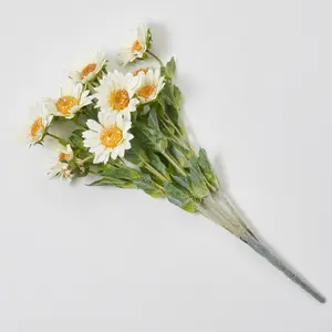 Cream Mini Sunflower Blooms & Buds Faux Floral Bush Bouquet - 25"