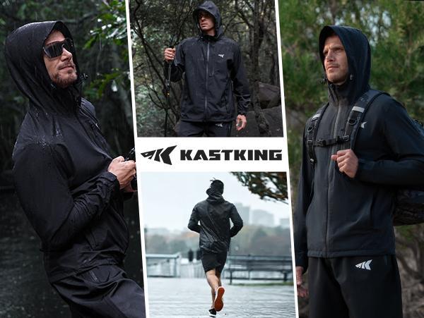 KastKing HydroArmor Lightweight Rain Jacket, 2.5-Layer Waterproof Fishing Hiking Rain Suit for Men, Packable Rain Gear