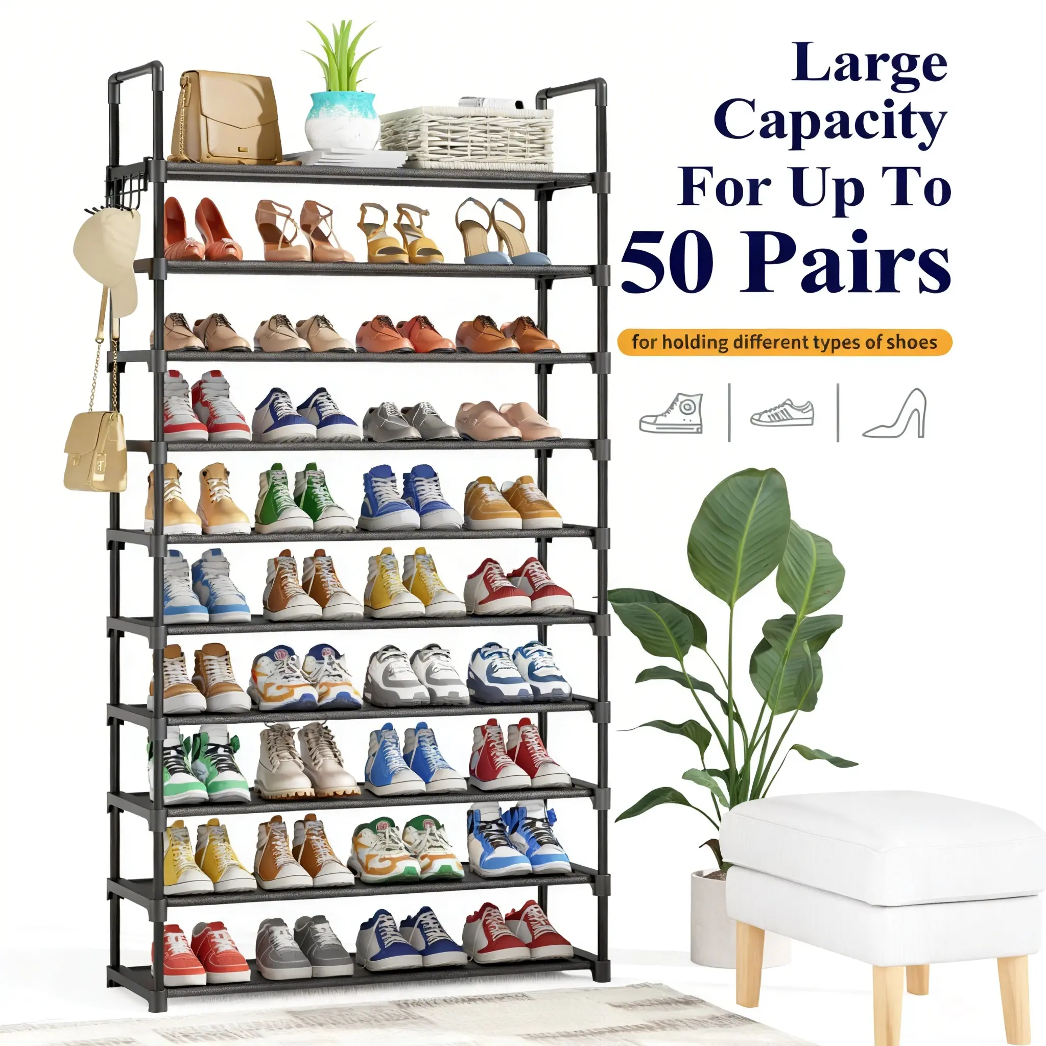 Kitsure Shoe Rack - 3-10-Tier Shoe Organizer with Side Handles for Closet Entryway Bedroom Easy Assembly Storage Shelf for Versatile Placement Summervibes,dorm essentials,home decor