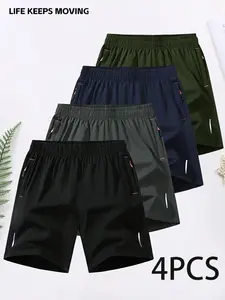 Men’s solid-color shorts with zipper pockets—casual, comfortable, breathable summer wear for everyday men’s bottoms