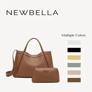 NewBella Kelly M Plus 2 PCS Set Lychee Top Handle Bag with Removable Shoulder Strap Purse Eco-Friendly PU Leather Spacious Interior Magnetic Closure & Inner Pockets Foldable Packaging DealsForYoudays,FallFreshness