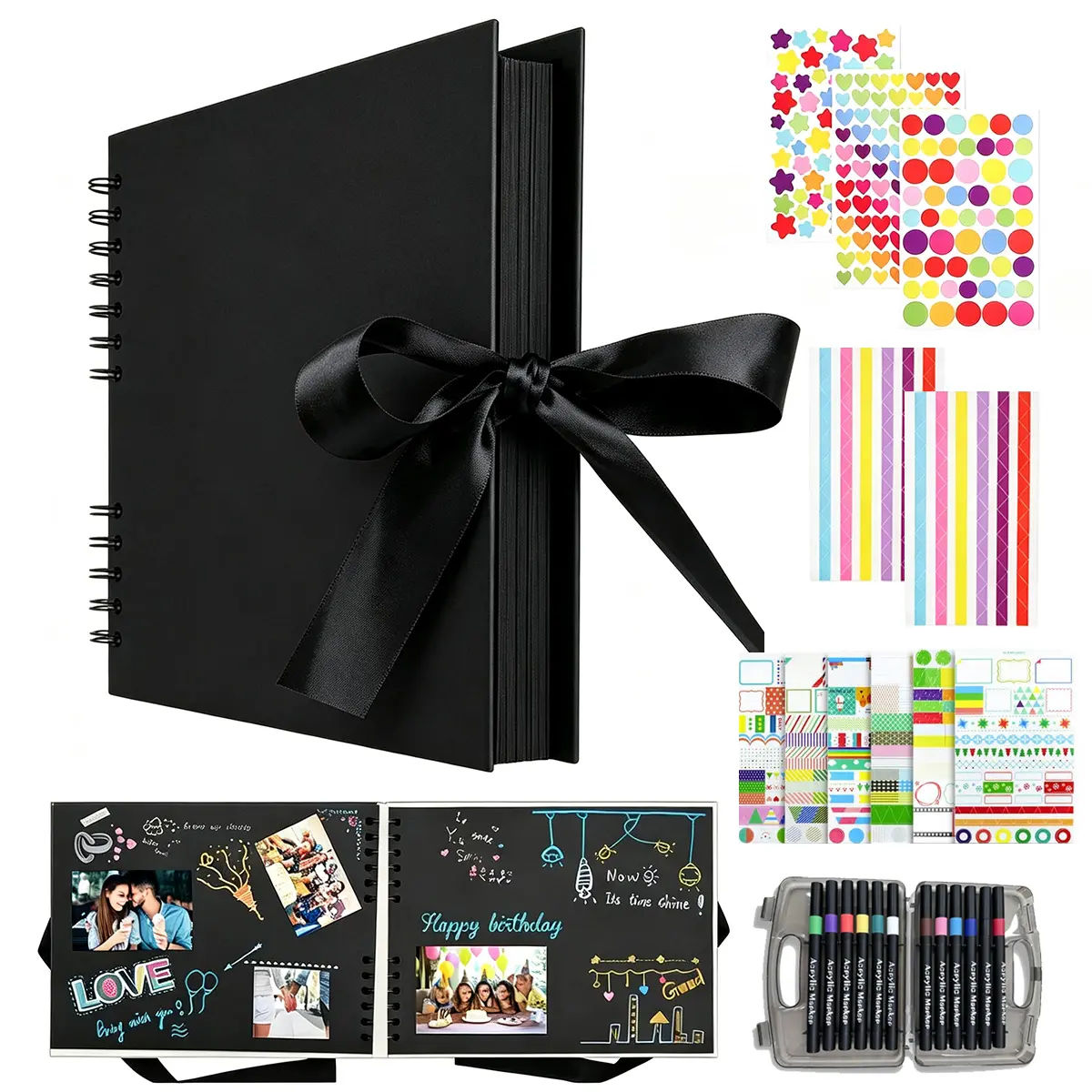 Handmade DIY Scrapbooking Set - 14 Sets with 80 Paper Pages, Traditional Scrapbook Album (13.1in x 9.1cm) for Travel Recording, Family Memory Collection