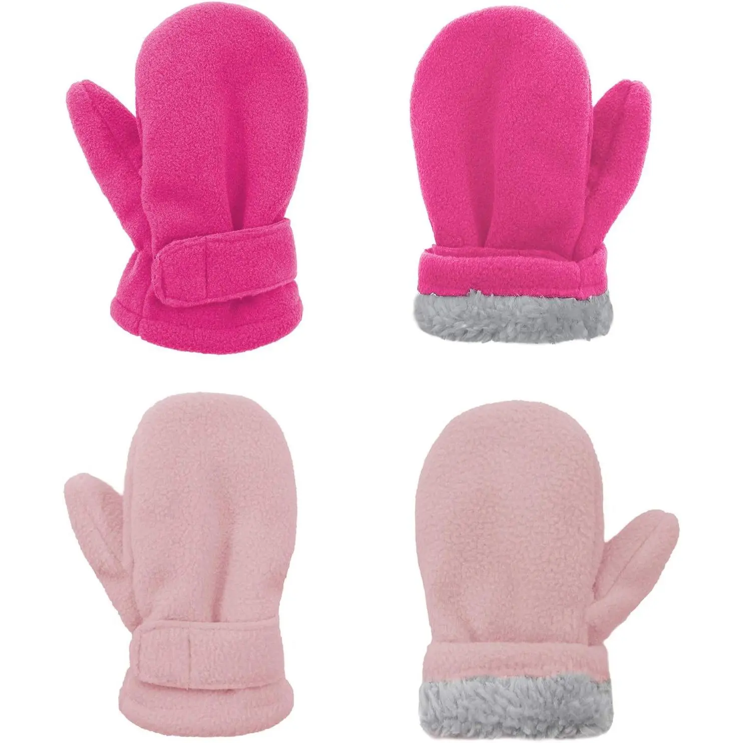 2-Pack Cute Toddler Mittens for Boys & Girls, Unisex Fleece Lined Warm Winter Accessories with Adjustable Velcro for Outdoor Play, Athletic
